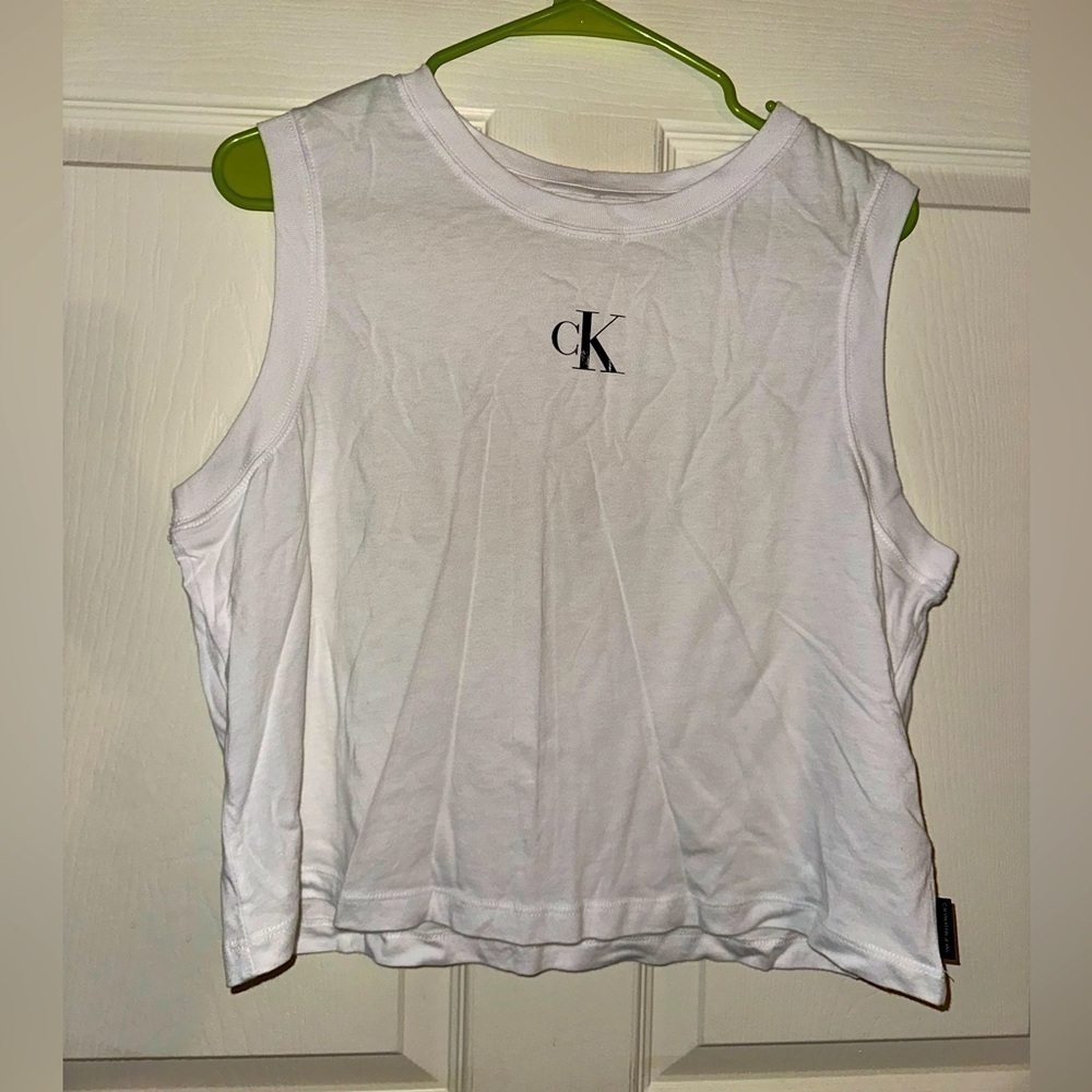 Calvin Klein Jeans women’s white tank top L NWOT athleisure loungewear casual
